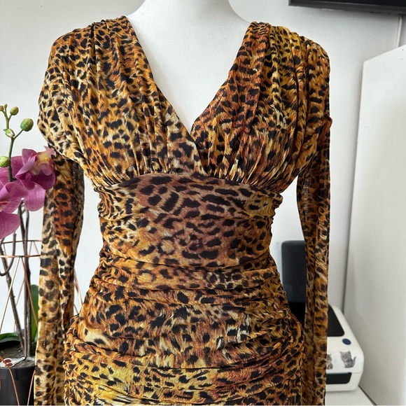 FUZZI Jean Paul Gaultier Dress Long Sleeve Ruched
Cheetah Print - Picture 2 of 11